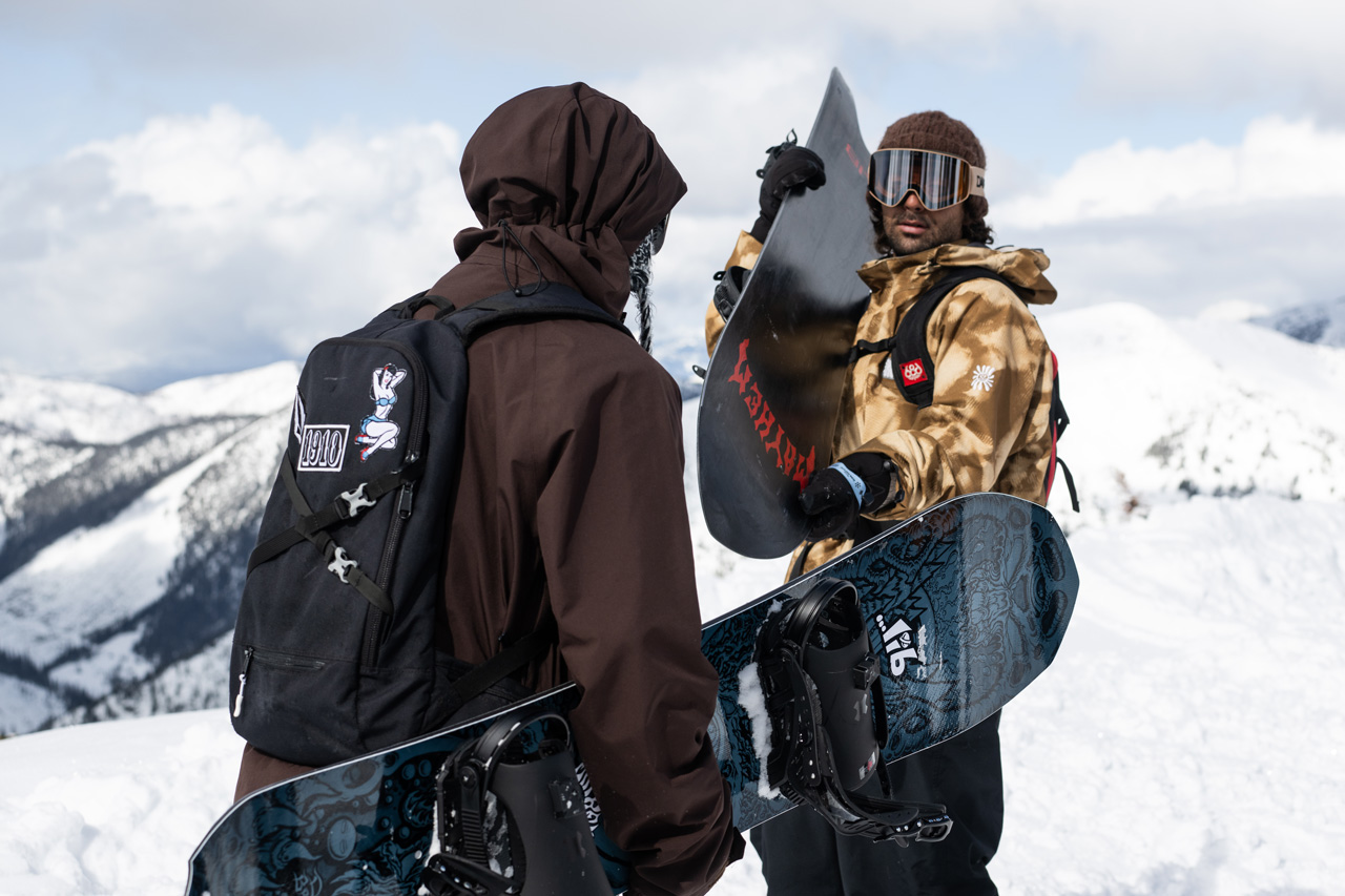 Matteo Soltane and Brayden Charette with the new Rocket and Retro Ripper snowboards